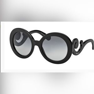 AUTHENTIC Prada Black Swirl Baroque Large Round Sunglasses